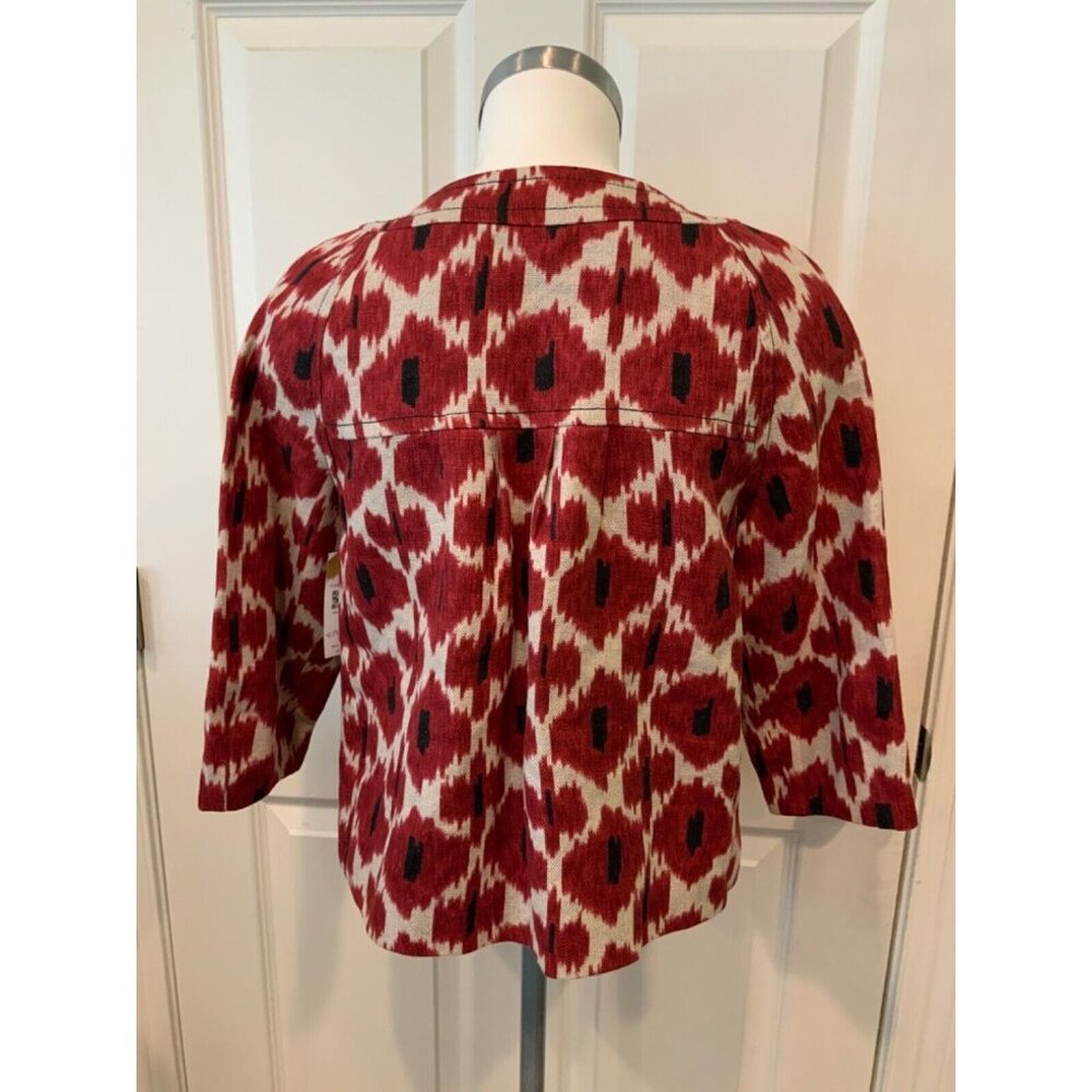 Michael Kors Red & White Patterned Button-Up Coat… - image 7